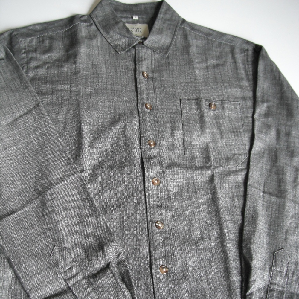 Frank & Oak Grey Solid Long Sleeve